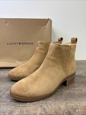 Lucky Brand Prenma Distressed Natural Oiled Suede Ankle Booties Size 7.5